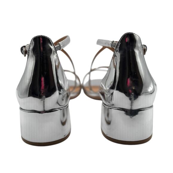 Naturalizer June Metallic Silver Crisscross Block Heel Dress Sandals Size 10W - Picture 7 of 10